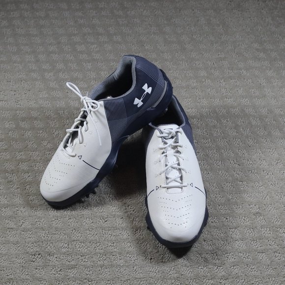 NEW! Jordan Spieth 2 Under Armor Blue and White Golf Shoes 8.5 Women's/ 7 Youth - Picture 1 of 6